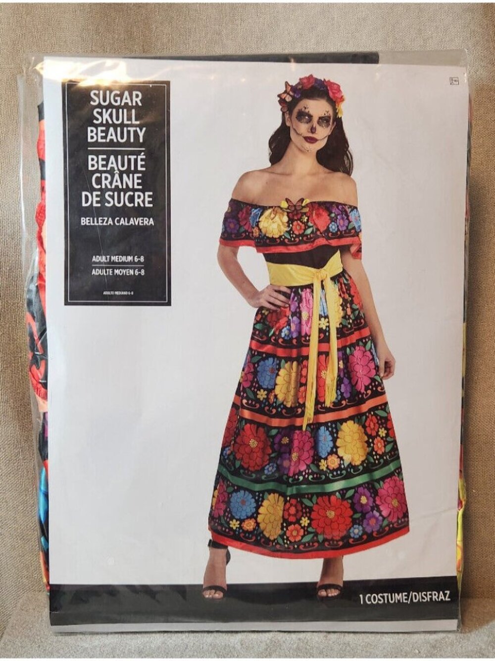 Day Of The Dead Sugar Skull Beauty Floral Multi-Color 1PC Dress MEDIUM 6 - 8 NEW - Picture 2 of 3